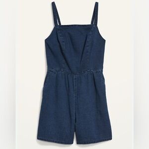 NWT Old Navy Sleeveless Jean Cami Romper -- 3.5”inseam Size Medium Dark Wash